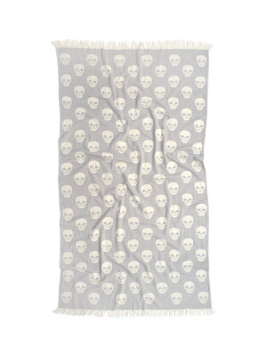 Рушник Lotus Home Pestemal - Skull 90*160 grey сірий