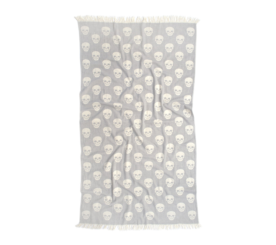 Рушник Lotus Home Pestemal - Skull 90*160 grey сірий