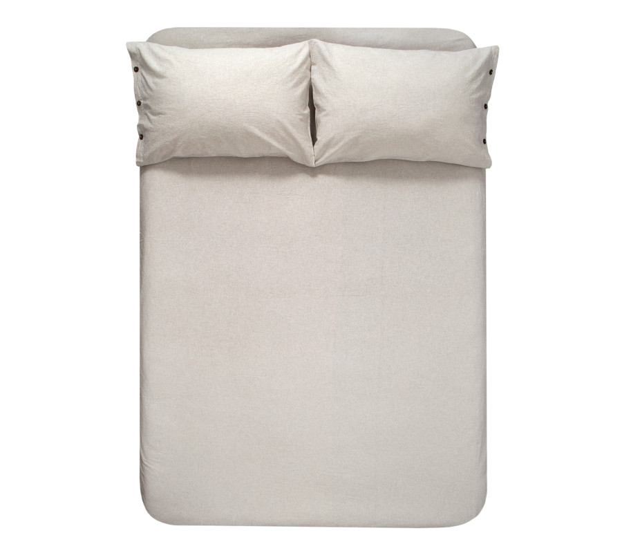 Простирадло з наволочками Lotus Home Washed Cotton - Kahve-bej 260*280