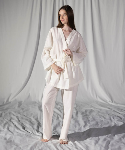 Домашній одяг Penelope - Serli uzun kollu kimono beyaz білий S-M