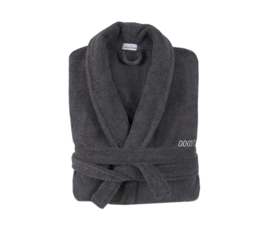 Халат махровий unisex Lotus Home - Basic Soft private line графіт 3XL Халат махровий unisex Lotus Home - Basic Soft private line графіт 3XL