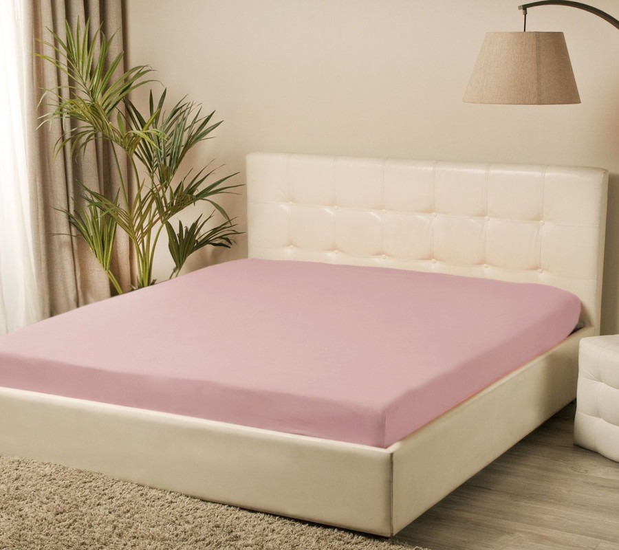 Простирадло трикотажне на резинці Iris Home - Пудровий 160*200+25