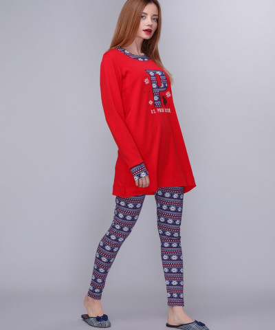 Домашній одяг US Polo Assn - Піжама жіноча (довг.рукав) 15521 червона, L