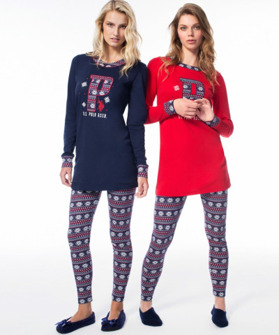 Домашній одяг US Polo Assn - Піжама жіноча (довг.рукав) 15521 синя, XL