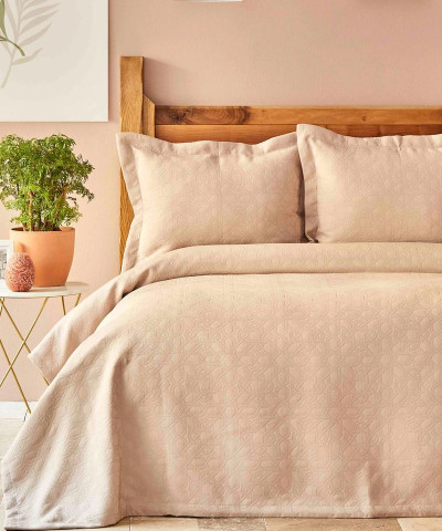 Покривало з наволочками Karaca Home - Back To Basic pudra 230*240 євро