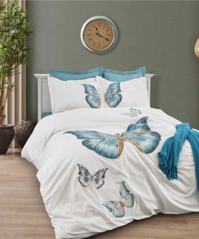 Постільна білизна Dantela Vita сатин з вишивкою - Mariposa євро