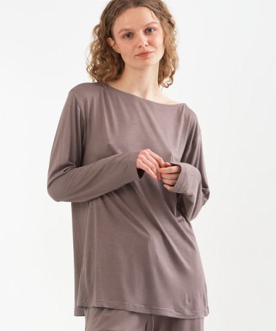 Домашній одяг футболка long sleeve Penelope - Baily vizon темно-бежевий M