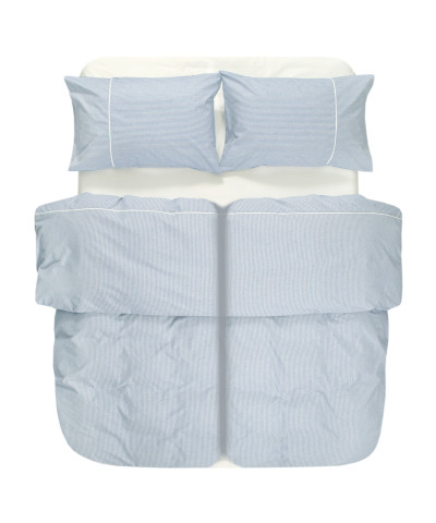 Постільна білизна Lotus Home - Premium Percale Stripe блакитний сімейний