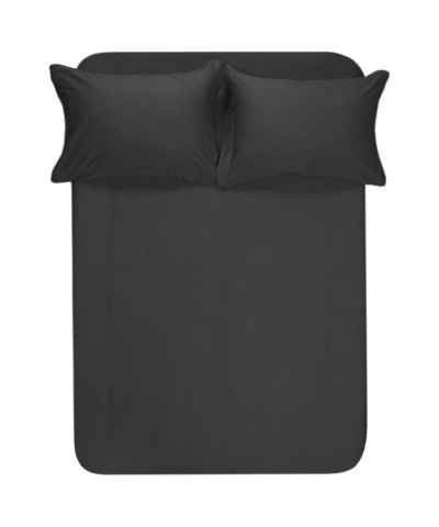 Простирадло на резинці з наволочками сатин Lotus Home - Dakota Modern антрацит 160*200+50*70 (2)
