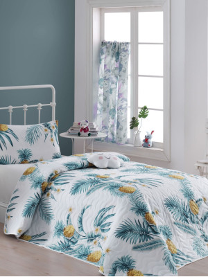 Покривало стьобане з наволочкою Eponj Home - CustomAnanas beyaz білий 160*220