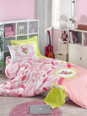 Покривало стьобане з наволочками Eponj Home - Sirin pembe рожевий 200*220