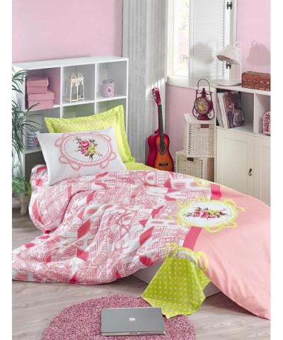 Покривало стьобане з наволочками Eponj Home - Sirin pembe рожевий 200*220