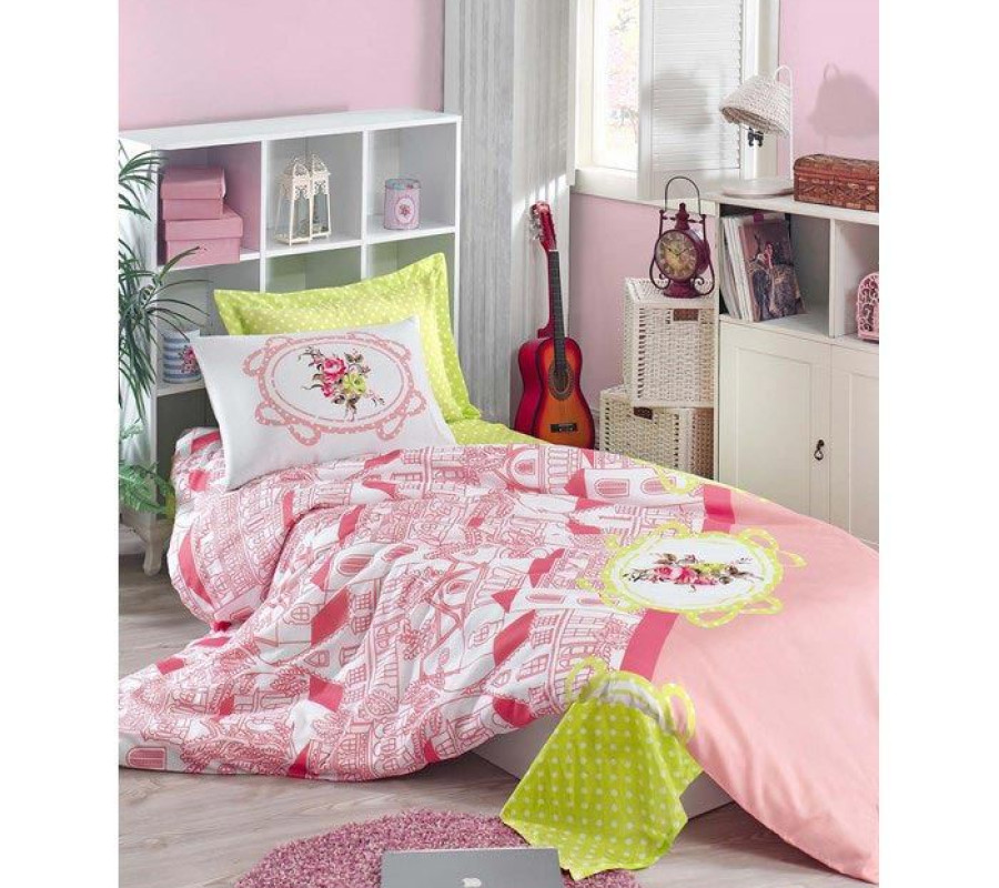 Покривало стьобане з наволочками Eponj Home - Sirin pembe рожевий 200*220