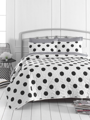 Покривало стьобане з наволочкою Eponj Home - Mixpuan maxi gri сірий 160*220