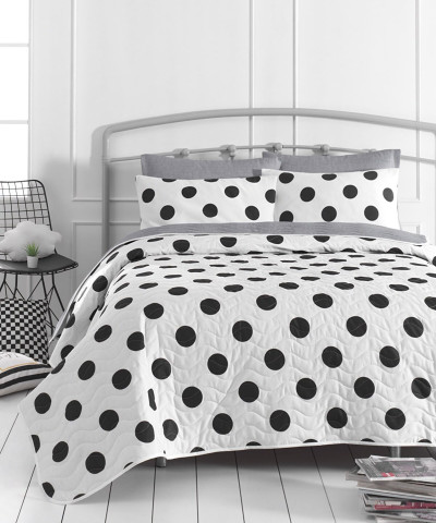 Покривало стьобане з наволочкою Eponj Home - Mixpuan maxi gri сірий 160*220
