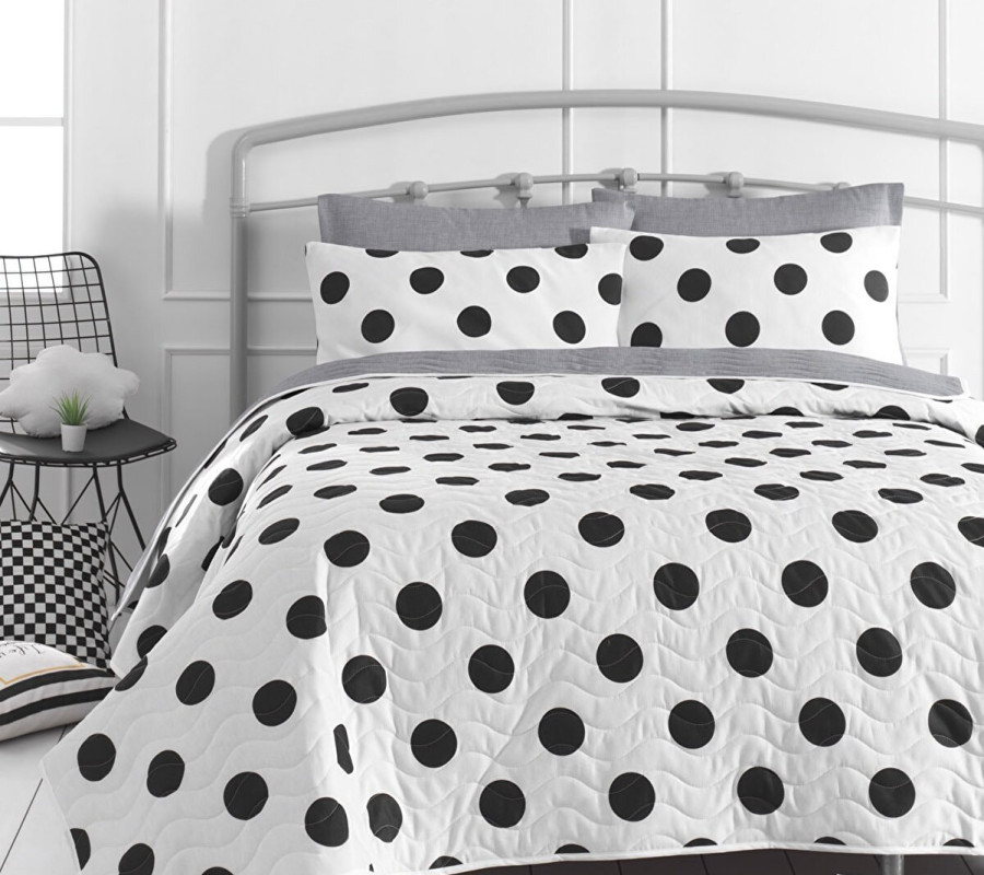 Покривало стьобане з наволочкою Eponj Home - Mixpuan maxi gri сірий 160*220