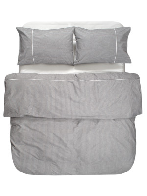 Постільна білизна Lotus Home - Premium Percale Stripe антрацит євро