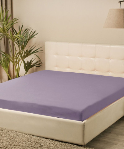 Простирадло трикотажне на резинці Iris Home - Ліловий 160*200+25