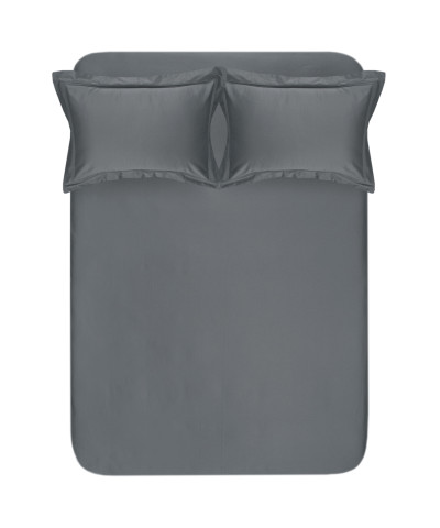 Простирадло на резинці з наволочками 300ТС Lotus Home - Carolina антрацит 160*200+50*70 (2)