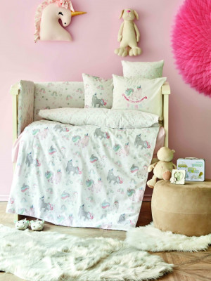 Дитячий набір в ліжечко для немовлят Karaca Home - Digna pembe рожевий (10 предметів)