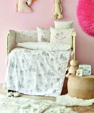 Дитячий набір в ліжечко для немовлят Karaca Home - Digna pembe рожевий (10 предметів)