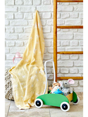 Дитяче покривало піке Karaca Home - Baby star sari жовтий 80*120