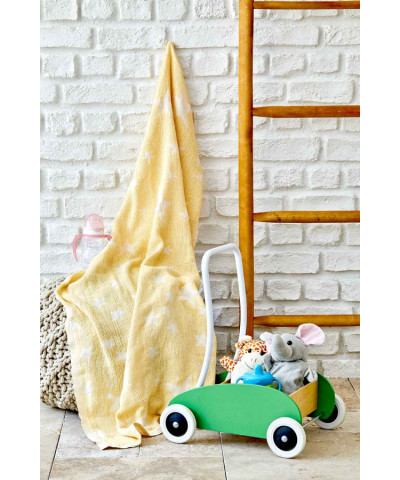 Дитяче покривало піке Karaca Home - Baby star sari жовтий 80*120