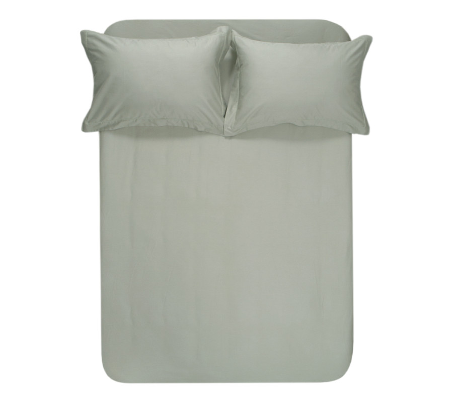 Простирадло на резинці з наволочками сатин Lotus Home - Dakota Modern хакі 160*200+50*70 (2)