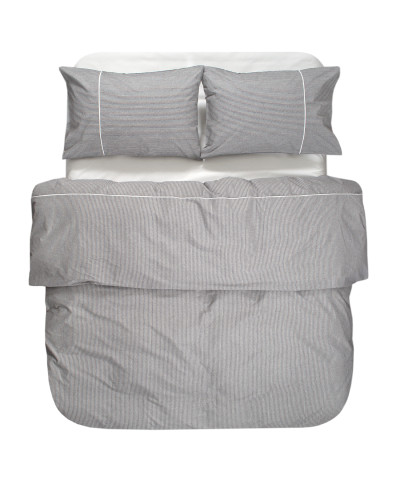 Постільна білизна Lotus Home - Premium Percale Stripe антрацит сімейний