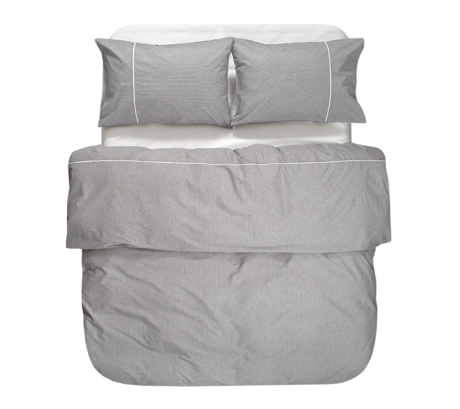 Постільна білизна Lotus Home - Premium Percale Stripe антрацит сімейний
