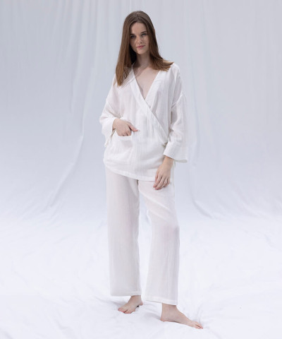 Домашній одяг Penelope - Serli kruvaze kimono kisa beyaz білий S-M