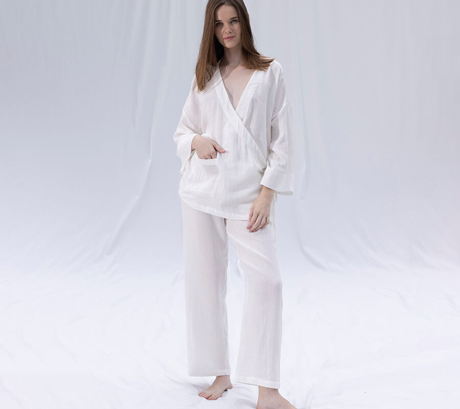 Домашній одяг Penelope - Serli kruvaze kimono kisa beyaz білий S-M