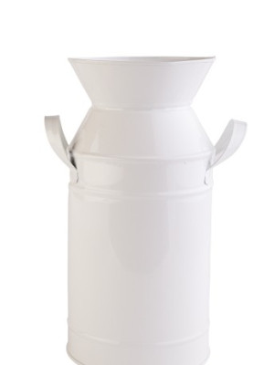 Декоративна ваза Barine - Metal Milk Can White S