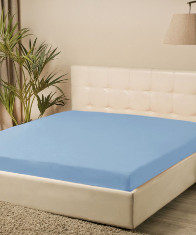 Простирадло трикотажне на резинці Iris Home - Блакитний 160*200+25