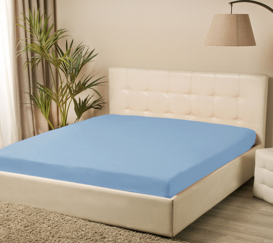 Простирадло трикотажне на резинці Iris Home - Блакитний 160*200+25