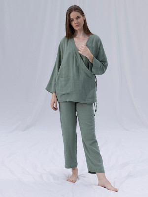 Домашній одяг Penelope - Serli kruvaze kimono kisa cagla зелений S-M