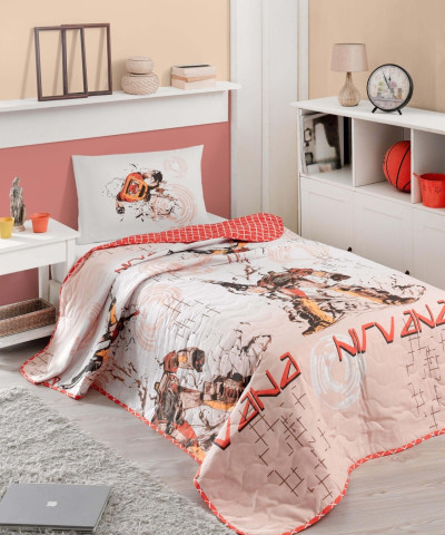 Покривало стьобане з наволочкою Eponj Home - Nirvana червоний 160*220