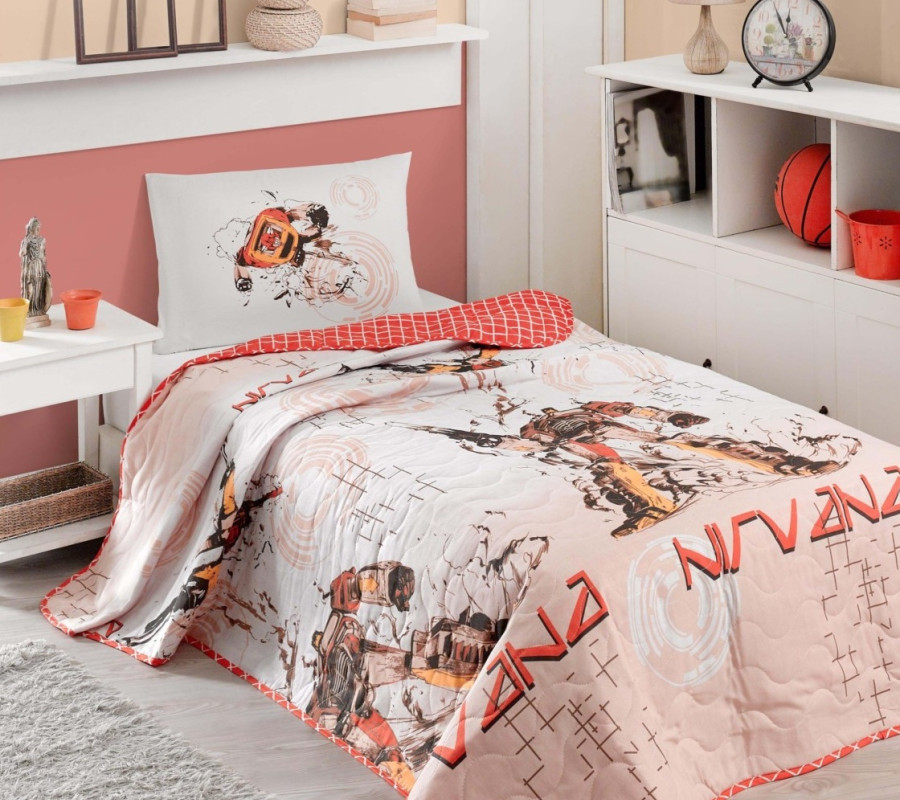 Покривало стьобане з наволочкою Eponj Home - Nirvana червоний 160*220