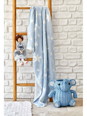 Дитяче покривало піке Karaca Home - Baby star mavi синій 80*120