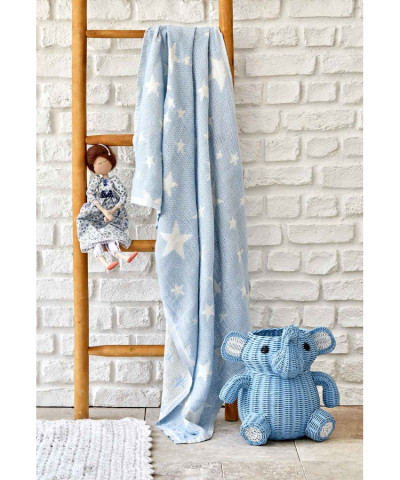 Дитяче покривало піке Karaca Home - Baby star mavi синій 80*120