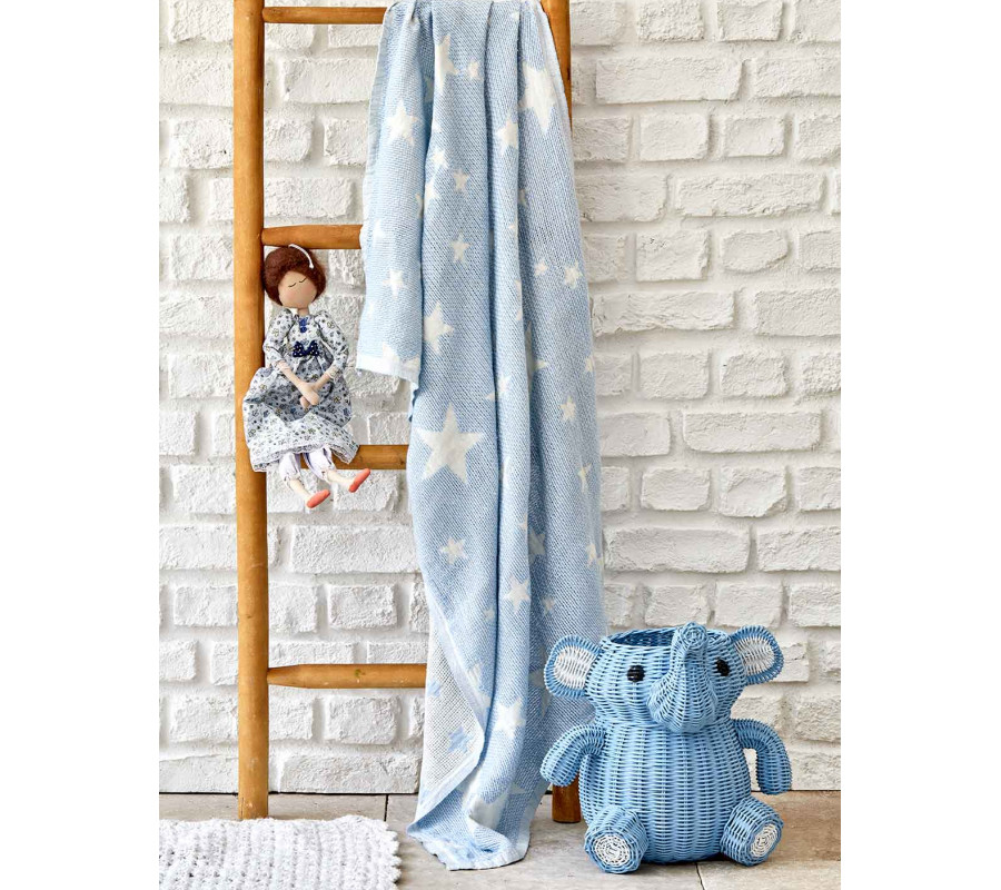 Дитяче покривало піке Karaca Home - Baby star mavi синій 80*120