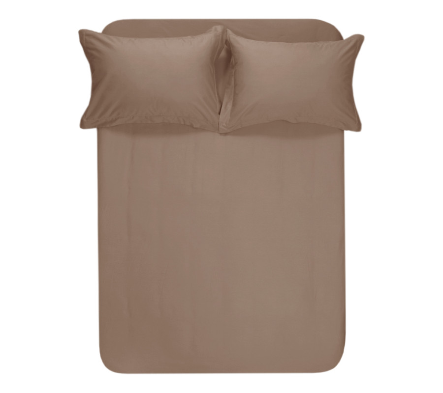 Простирадло на резинці з наволочками сатин Lotus Home - Dakota Modern кавовий 160*200+50*70 (2)