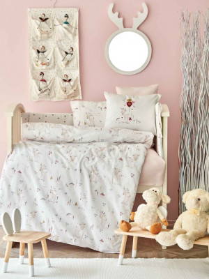 Дитячий набір в ліжечко для немовлят Karaca Home - Doe pembe рожевий (10 предметів)