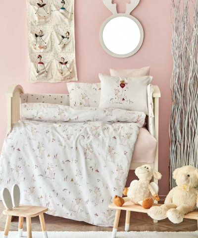 Дитячий набір в ліжечко для немовлят Karaca Home - Doe pembe рожевий (10 предметів)