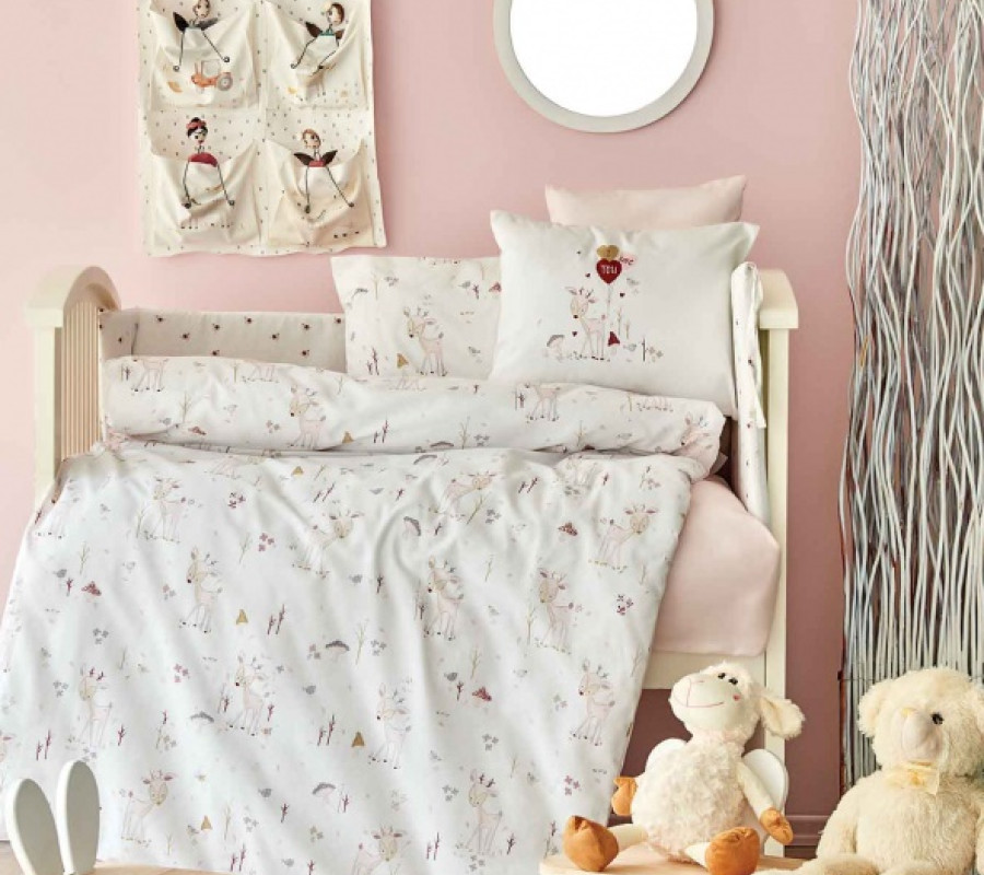 Дитячий набір в ліжечко для немовлят Karaca Home - Doe pembe рожевий (10 предметів)