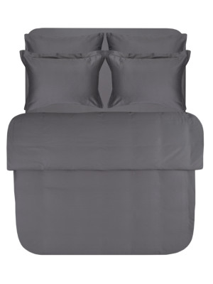 Постільна білизна сатин 210ТС Lotus Home - Brista антрацит сімейний (180*200+30см)