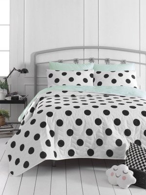 Покривало стьобане з наволочкою Eponj Home - Mixpuan k.mint ментоловий 160*220