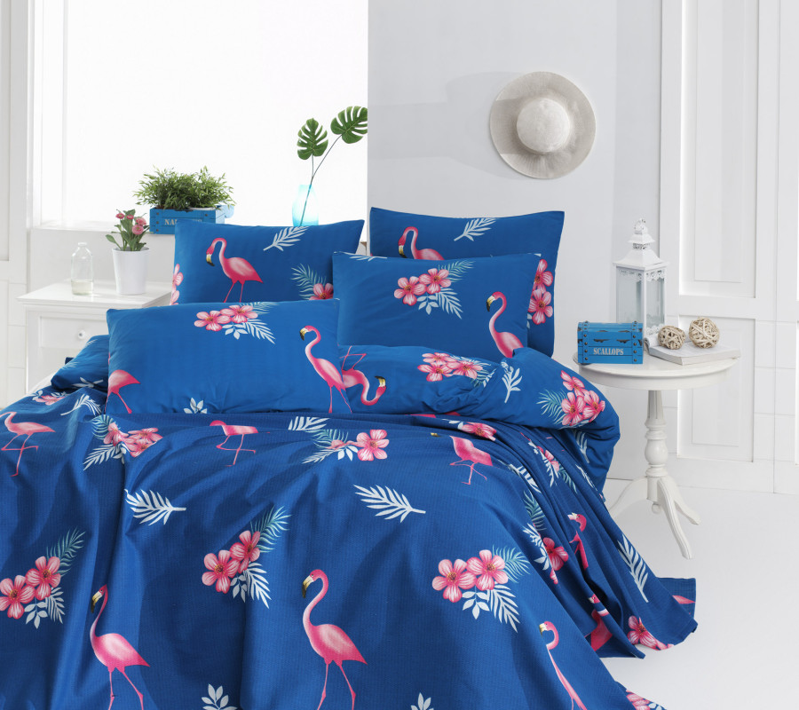 Покривало піке Lotus Home Perfect - Flamingo блакитний 200*235