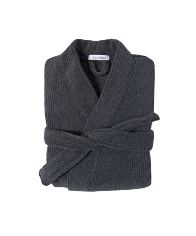 Халат-кімоно unisex Lotus Home - Bold New Microcotton antrasit махровий S/M