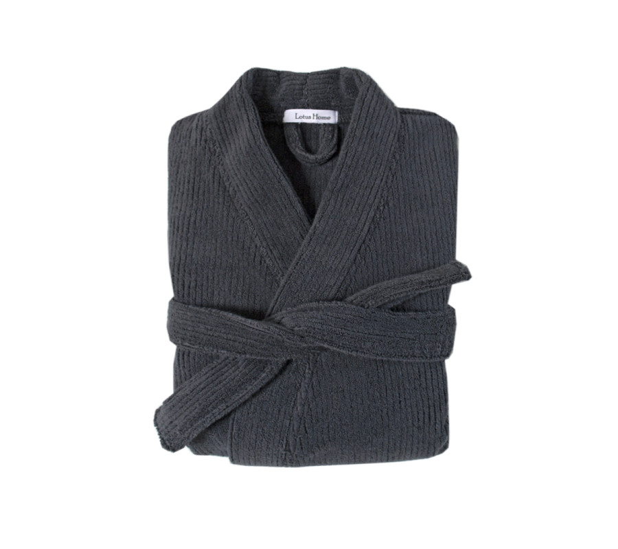 Халат-кімоно unisex Lotus Home - Bold New Microcotton antrasit махровий S/M